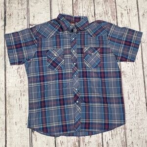 Vintage Western Pearl Snap Wrangler Button Down Cowboy Rancher Shirt